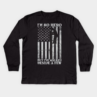 Vintage Patriotic Lineman American Flag Electrical Power Lineman Kids Long Sleeve T-Shirt